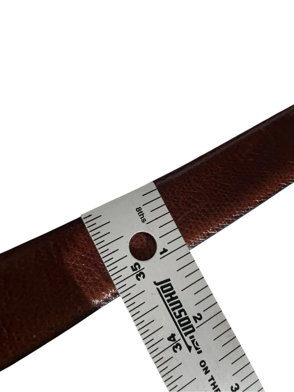 Trafalgar Glove Leather Mens Belt Sz 38 BROWN Silver Buckle Made In USA CLASSIC